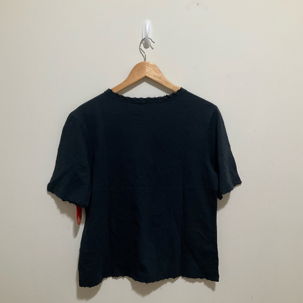 Recycled Karma Tops Womens Medium Black Coke Tee Distressed New - Picture 2 of 8